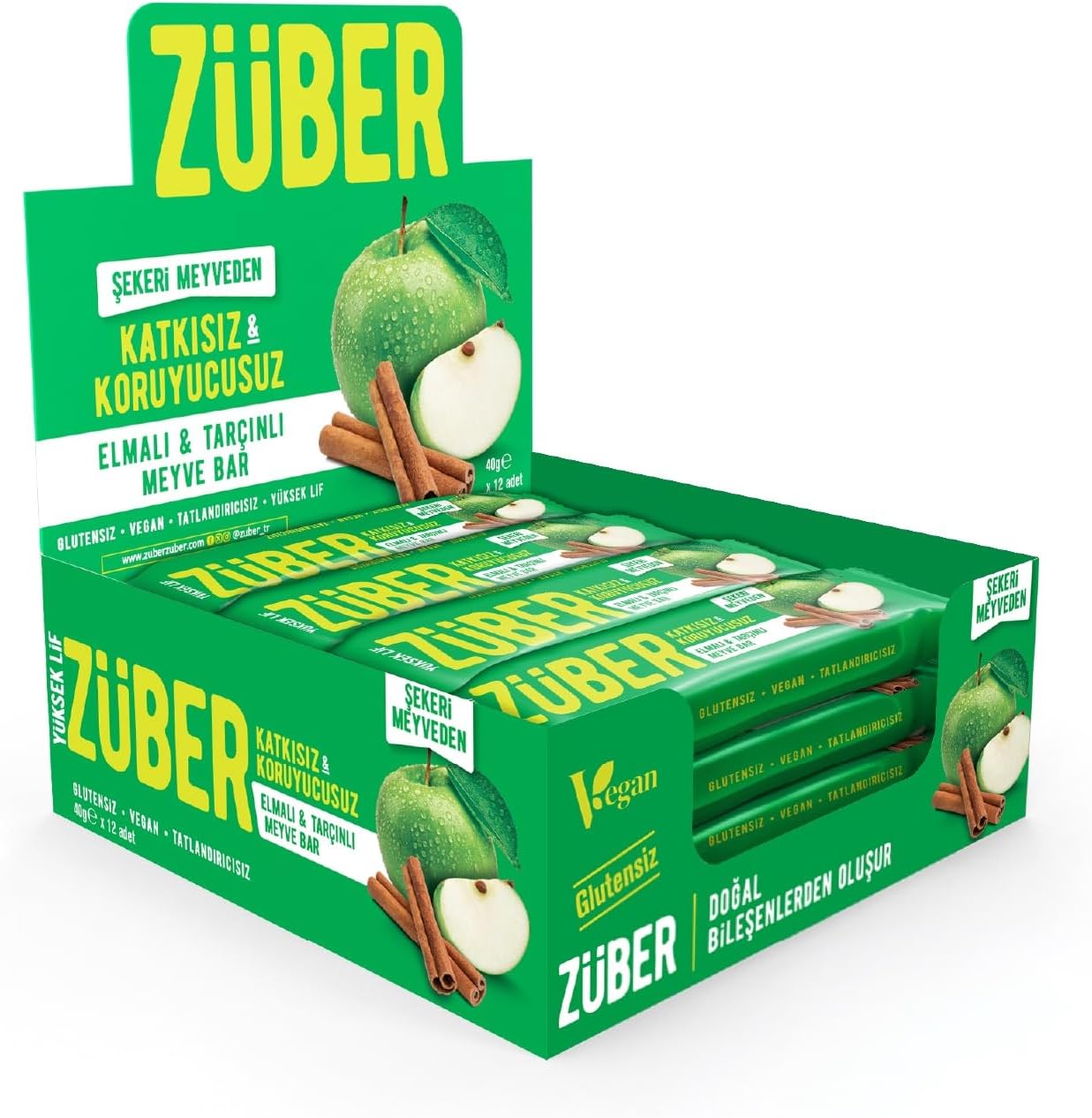 Züber Elmalı ve Tarçınlı Meyveli Bar 40g x 12 Adet