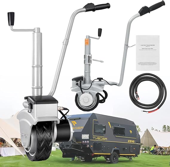Electric Trailer Dolly,12V 350W Motorised Jockey Wheel,Ratchet Trailer Jack,Steel Motorised Jockey Wheel Trailer Mover,5000lbs Towing Capacity,23ft/min Speed,for Caravan,Boat,Trailer