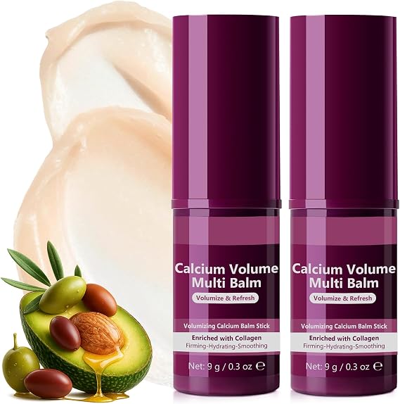 Calcium Volume Multi Balm, 2-Pack Korean Collagen Moisturizing Stick for Face, Anti-Aging Face Cream for Wrinkles, Firming & Hydrating for Eyes, Neck, Face