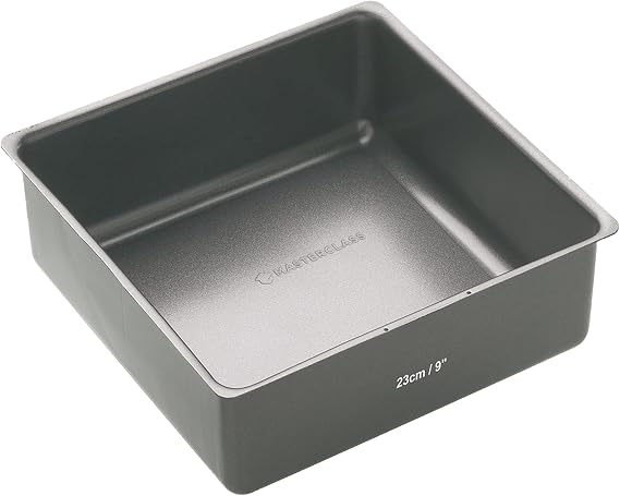 MasterClass KCMCHB35 23 cm Deep Cake Tin with PFOA Non Stick and Loose Bottom, 1 mm Carbon Steel, 9 Inch Square Pan, Grey