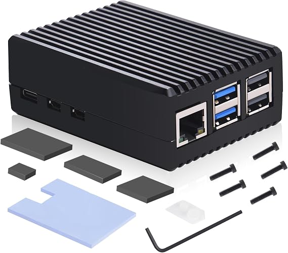 GeeekPi Armor Case for Raspberry Pi 5, Heavy Duty Aluminum Passive Cooling Case for Raspberry Pi 5 16GB/8GB/4GB/2GB