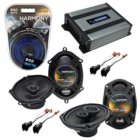 Fits Ford Crown Victoria 1998-2011 Speaker Package with Amp - Harmony Audio | Rhythm Series R68 and R69 Set, HA-A400.4 Alloy 800W 4-Channel Amplifier, Factory Sound Upgrade, Easy Install