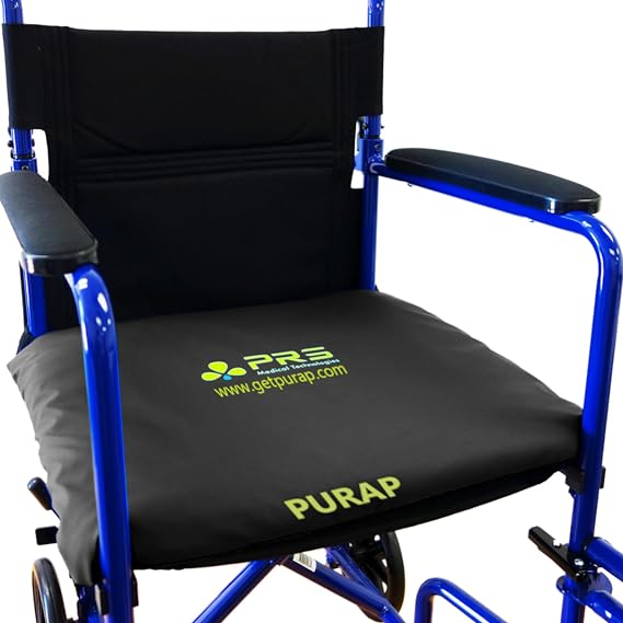 PURAP Wheelchair Cushion for Bedsore Prevention and Healing - Patented Liquid + Air + Foam Layers 18 x 20 x 1.5 inches - Black
