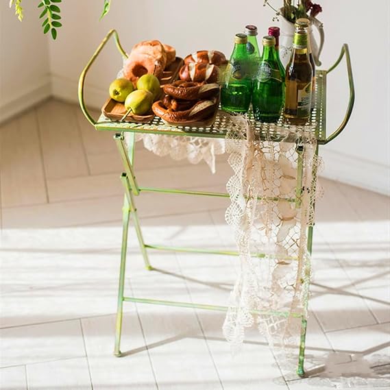 Outdoor Side Table, All Weather Patio Coffee Table Porch Table Outdoor Bistro Table Outdoor End Table Folding Picnic Table for Yard Garden Backyard Poolside