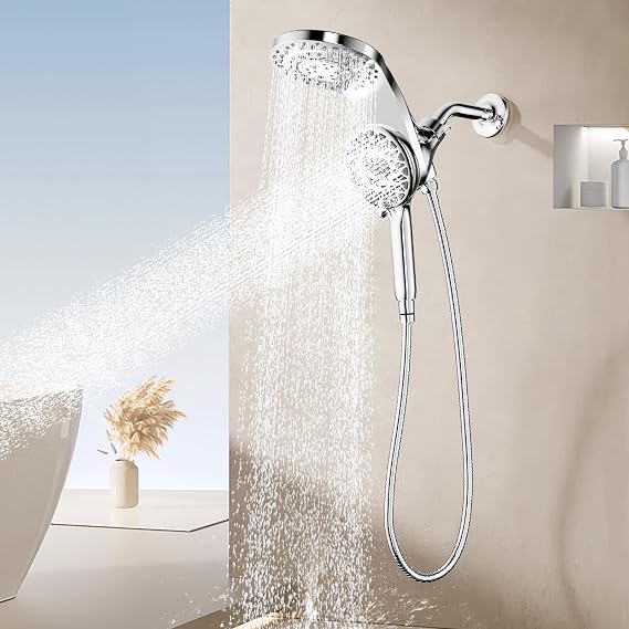 KAIYING High Pressure Magnetic Dual Shower Head with Handheld Spray Combo | Modern Waterfall Double Showerhead, Upgraded Multi-Functional Spray Modes, 71-Inch Long Hose, Chrome Finish
