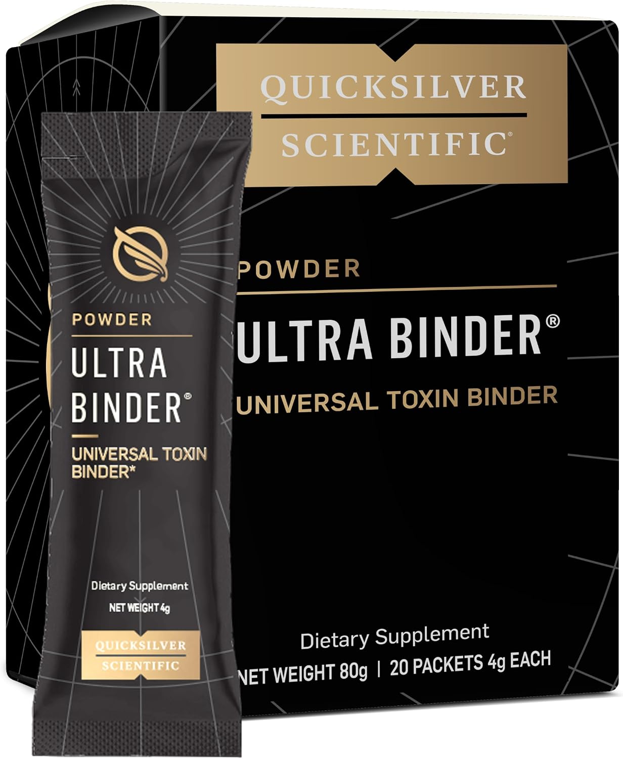 Quicksilver Scientific Ultra Binder Stick Packets - Multi Toxin Binder with Bentonite Clay Powder, Zeolite Detox & Charcoal - Supplement for Gut Support & The Bodys Toxin Removal Process 20 Sticks