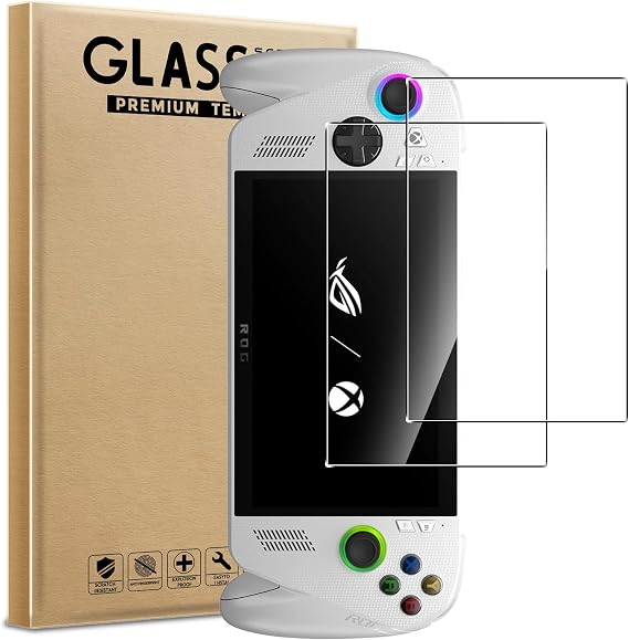 WFTE 2-Pack Tempered Glass for ROG Xbox Ally/ROG Xbox Ally X/Ally 2025/2024 Screen Protector,9H Hardness,Anti-Scratch,Anti-Fingerprint,Bubble-Free,HD Clear,Dust-Free Premium Protective Film