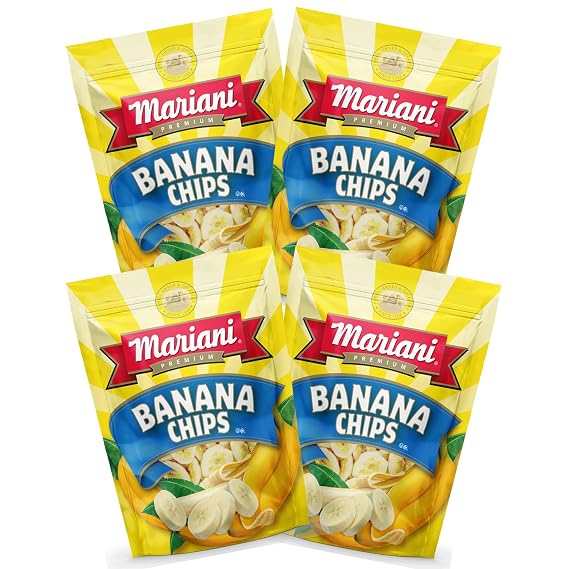 Mariani Banana Chips | Dried Fruit | Healthy Snacks for Kids & Adults | Vegan Snacks | Gluten Free Snacks | 6 Ounces (Pack of 4)
