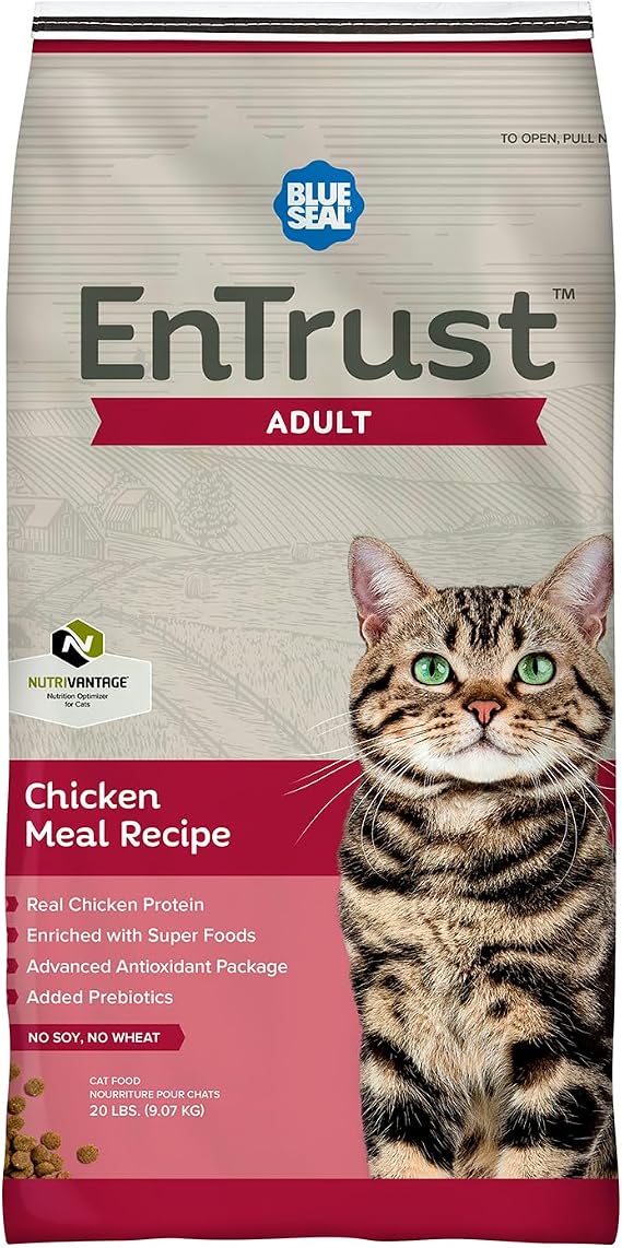 Blue Seal ENTRUST Adult Cat Food | Real Chicken | Enriched with Super Foods, Antioxidants and Probiotics | No Wheat or Soy | 6 Pound Bag