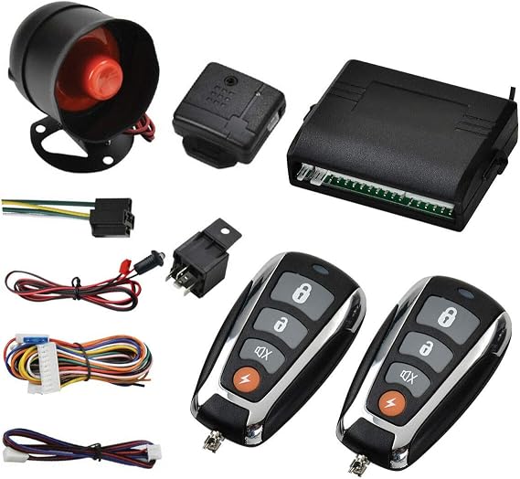 MASO Car Central Lock Universal Auto Remote Central Kit Vehicle Door Lock with Shock Sensor + Contorl Box + 2 Replacement Remote Contorl for Car Central Door Lock