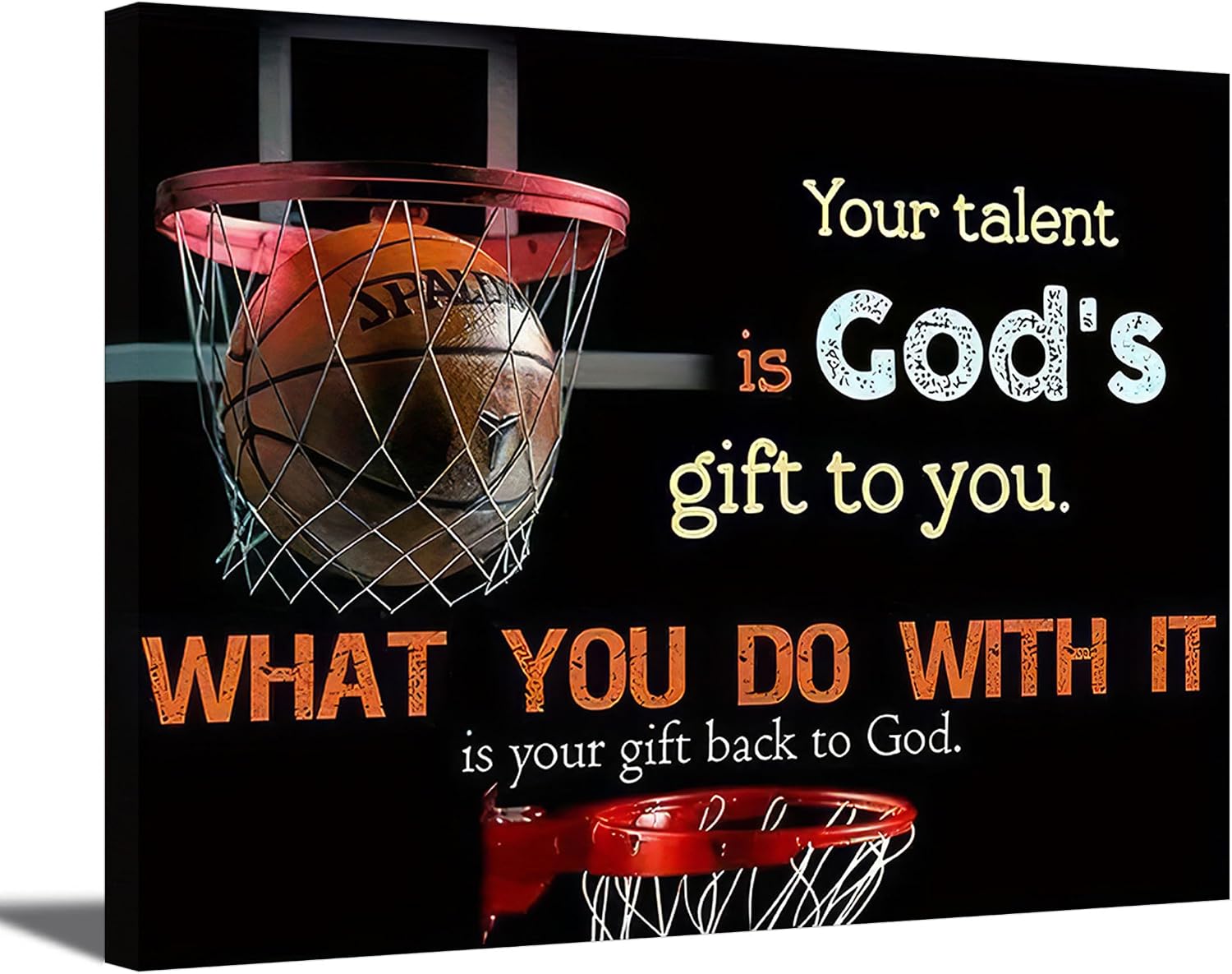Framed Basketball Inspirational Canvas Wall Art Motivational Quotes Pictures Wall Decor Teen Boy Men Sport Posters Prints Paintings for Boys Room Bedroom Dormitory Artwork Home Decoration