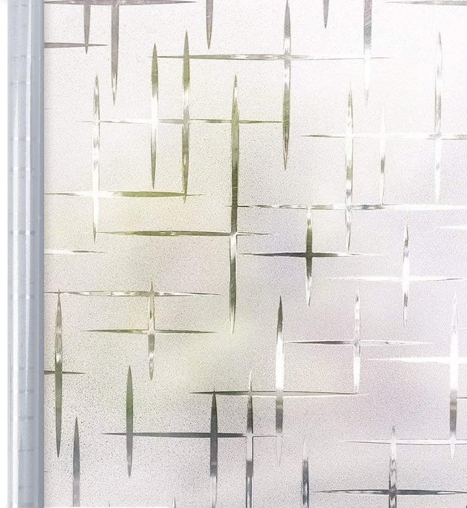 Aputue Privacy Window Film, Self Adhesive Dull Window Film Removable Static Adhesive Decorative, Non-Adhesive UV Blocker Dull window film for Home and Office 200x45cm