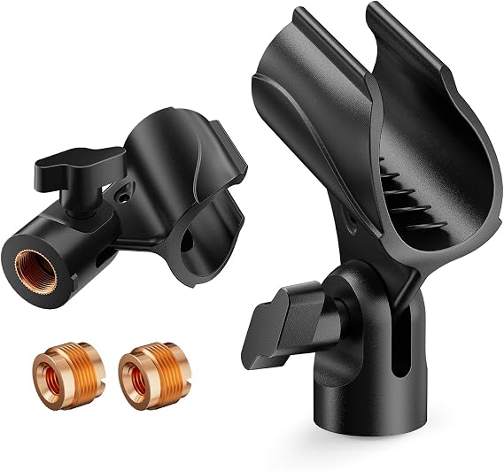 2 Pack Universal Microphone Clips, 5/8" to 3/8" Adapter