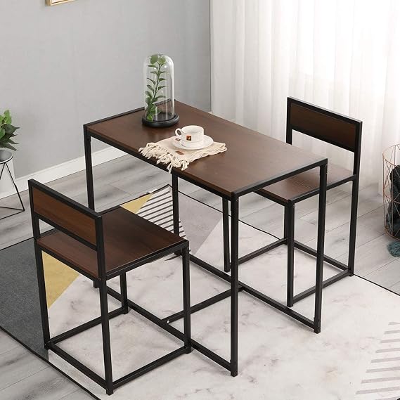 SogesHome Compact Dining Table Set with 2 Chairs, Small 3 Piece Lunch Table Set, Breakfast Table Chair Set for Kitchen, Living-Room