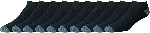 Amazon Essentials Men's Performance Cotton Cushioned Athletic Running No-Show Sports Socks, Moisture Wicking