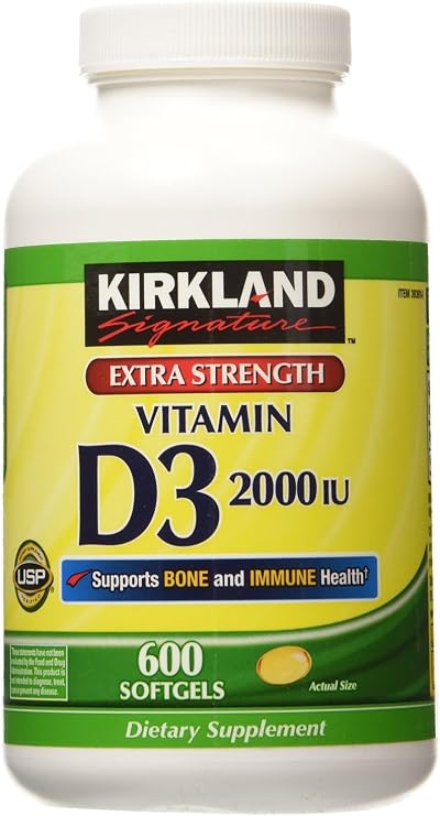 Kirkland Signature Extra Strength D3 50 mcg., 600 Softgels (4 Pack)