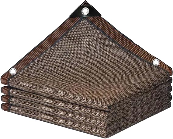 Awning Shade Net with 85%-95% Shade Effect with Eyelets Shade Net Water and Breathable for Greenhouses or Car Spaces (Brown 12-Pin / 4 m x 4 m / 13.1 ft x 13.1 ft)