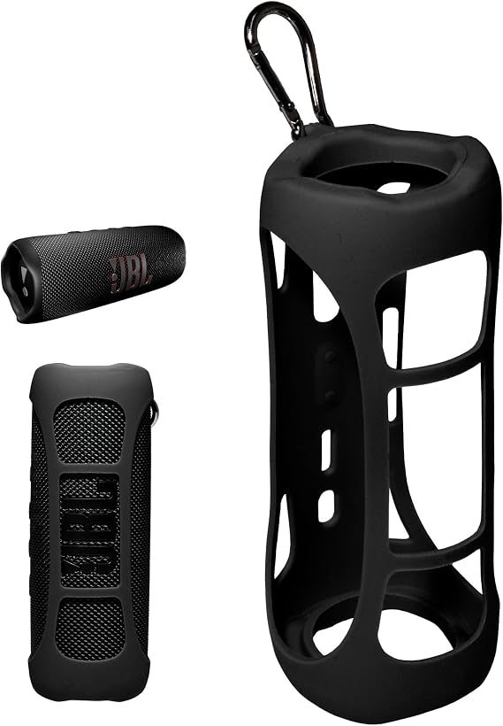 Silicone Cover Skin for JBL Flip 6 Portable Bluetooth Speaker by Alltravel, Portable Full Protection Solution, Customized Skin with Color and Shape Matching (Black)