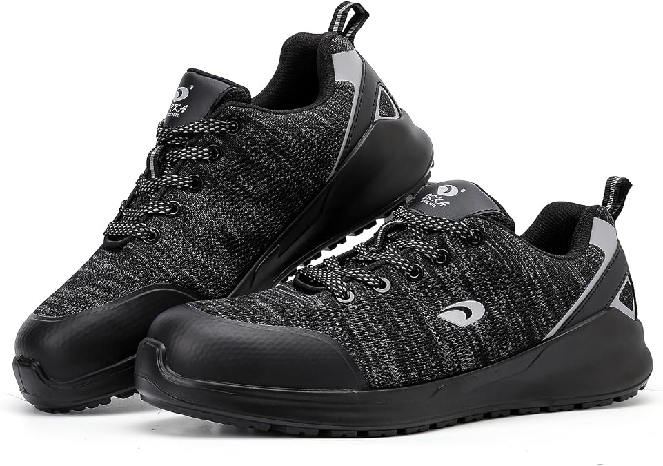 DRKA Steel Toe Shoes for Men, Breathable Lightweight Work Sneakers Safety Shoes for Men with Anti-Static