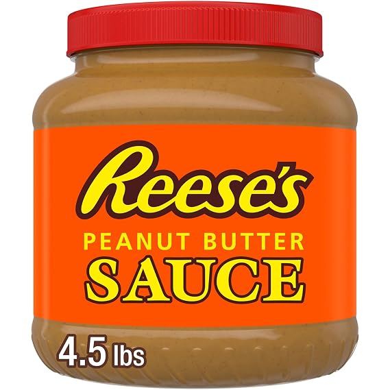 REESE'S Peanut Butter Sauce Bulk Jar, 4.5 lb | Creamy peanut butter sauce in a bulk jar for desserts, toppings, shakes, baking and foodservice use.