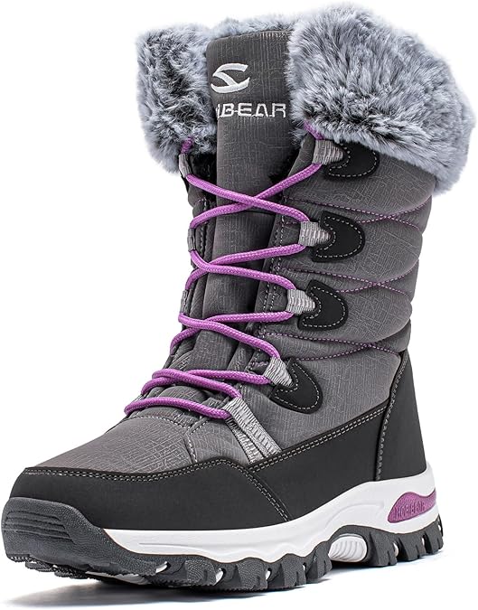 HOBIBEAR Kids Winter Snow Boots Waterproof Outdoor Warm Faux Fur Lined Shoes