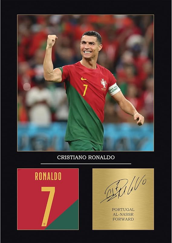 Legends Gallery Cristiano Ronaldo Gift Portugal National Team Signed A4 Print Display Ronaldo Gifts For Boys Digitally Reproduced Signature Ronaldo Gifts For Men (Unframed)