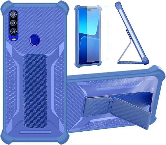 Aroepurt Case for BLU G9 Pro Phone Case Stand Cover [with Tempered Glass Screen Protector] Hybrid Case [Folding Support Magnetic] [Frosted Anti-Fingerprint] Blue