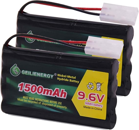 9.6V NI-MH Rechargeable Battery Pack with Standard Tamiya Connector for RC Car, Robots and OTC Genisys 239180 & EVO Scanner(2 Pack)