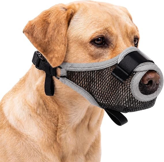 Dog Muzzle, Breathable Air Mesh Muzzle with Nose Front Openning