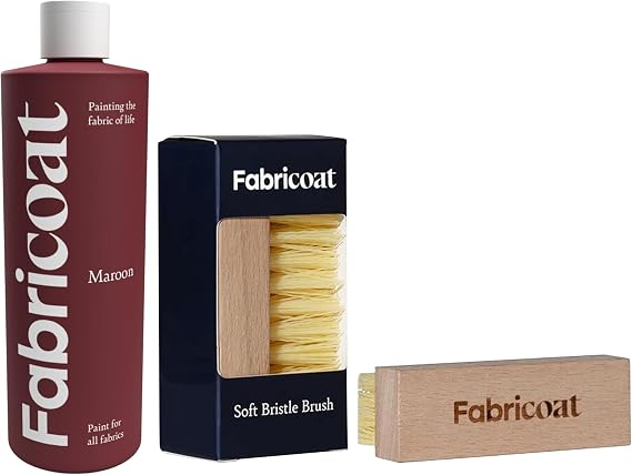 Fabricoat - Fabric Paint for Furniture 500ml (Maroon) + Soft Bristle Brush | Deep Cleans & Easily Lifts Dirt from Fabric and Upholstery | Restore or Change the Color of Couches, Chairs, Upholstery