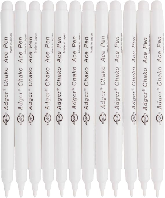 Clobeau Fabric Marker Pen, Water Soluble, Air Erasable, 12PCS White Marking Pen for Sewing Quilting Embroidery, Non-Toxic, Temporary Marking