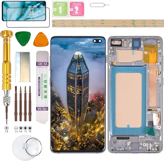 (Without Fingerprint) LCD Display Assembly for Samsung Galaxy S10+ Plus SM-G975U, G975U1, G975F, G975W, G9750, G975N, G975X, SC-05L Screen Replacement kit (Black)