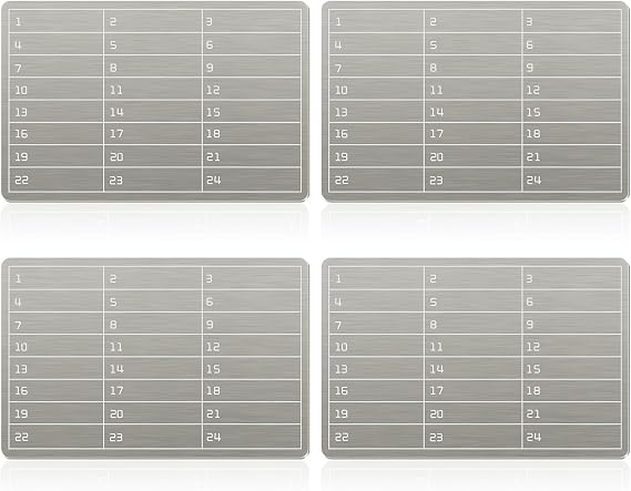 Moxweyeni 4 Pcs Plates Metal Wallet Crypto Cryptocurrency Seed Backup Storage Passphrase Secure Protected Crypto Wallet for Hardware Cold Backups Seed Storage for Bip39 Hardware Cold Backup