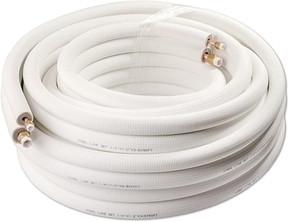 ICOOL 50 Ft. Mini Split Line Set, 1/4" & 1/2" O.D. Twin Copper Pipes