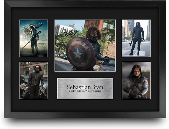 HWC Trading Sebastian Stan Bucky Barnes 16 x 12 inch (A3) Printed Gifts Signed Autograph Picture for Movie Memorabilia Fans - 16" x 12" Framed