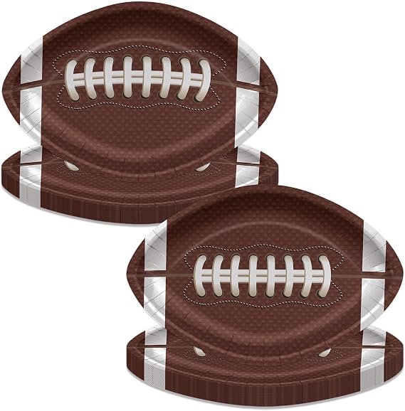 40 Pcs Football Shaped Plates, Football Party Decorations Football Party Plates Football Disposable Paper Plates for Kids Men Football Birthday Party Tailgate Party Football Game Day (40)