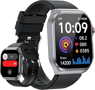 Smart Watch for Women Men, Blood Pressure, Heart Rate, Blood Oxygen,Sleep & Stress Monitoring, Bluetooth Call,130+ Sports Modes, AI Voice Assistant, IP68 Waterproof Black