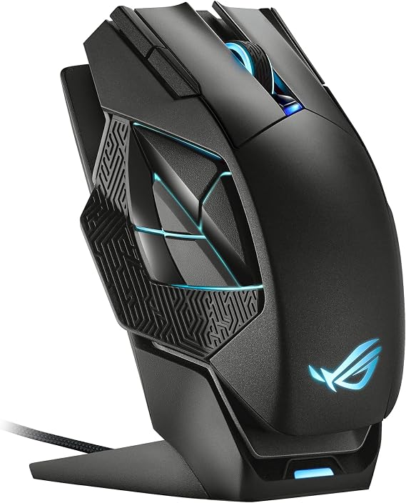 ASUS ROG Spatha X Wireless Gaming Mouse MMO/MOBA Design, 12 Programmable Buttons, Right-Handed, 168g, Dual-Mode (Wired/2.4GHz), 19K DPI, up to 67Hr Battery, Magnetic Charging Dock, PC/Mac Support