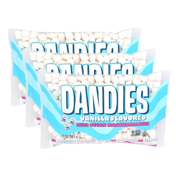 Dandies Mini Vegan Marshmallows, No Artificial Flavorings, Food Dyes, Corn Syrup, or Gelatin, Perfect for Roasting, Smores, or Snacking (3 Pack)
