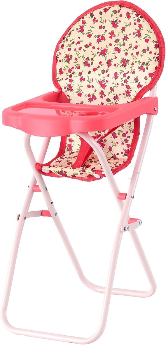 Foldable Baby Doll High Chair, Baby Doll Accessories, Dolls & Accessories Highchair Stuff for 18 Inch Doll, Doll High Chair Toy Set for Toddlers 3 Year Old Girls, 5+ Year Old Girl Doll Furniture Toys