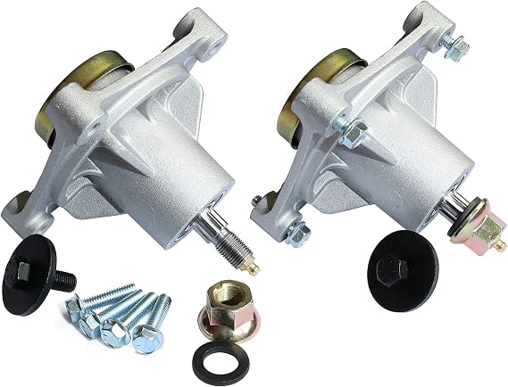 2Pcs Mower Spindle Assembly Replace AYP 174356 174358 Husqvarna 532174356 587125201 532174358 GTH2548 GT2248 GTH2248 YTH1848XP YTH2448 YTH2748 AYP 48" Decks with Tapped Bolt Zerk Grease
