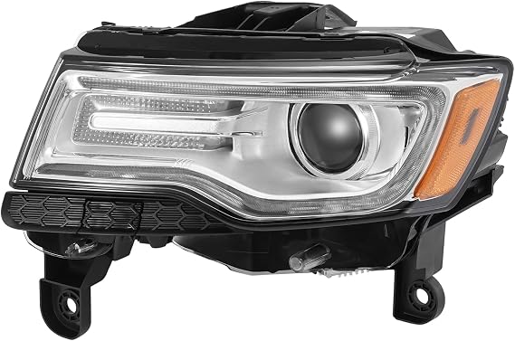 Front HID Headlight Assembly Compatible Left+Right Side Driver & Passenger Head Lights Direct Replacement Headlamps Perfect Match Car Assy Set for 2014-2021 Jeep Grand Cherokee (Left)
