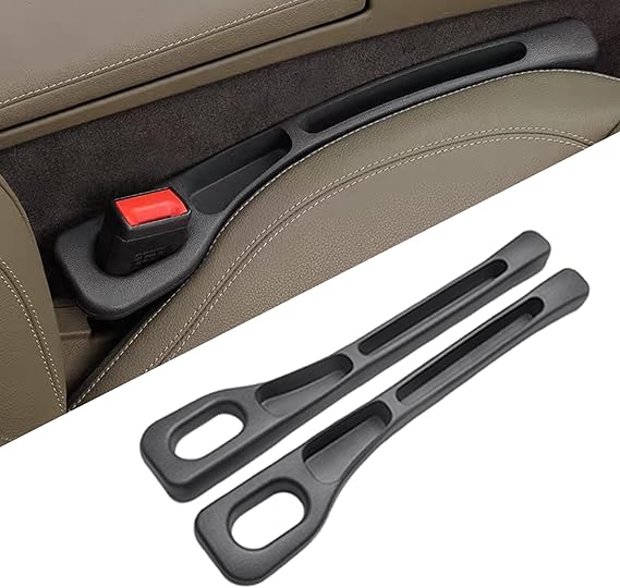2Pcs Car Seat Gap Filler Set, Car Seat Gap Organiser Storage Box, Leak Proof Filling Strip, Vehicle Mounted Ga-p Seats Side Ga-p Filler for Most Models of Cars Organize Keys Phones Wallets