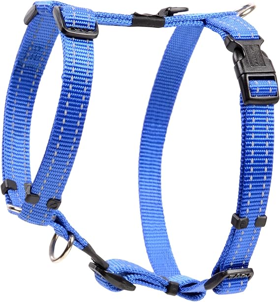 Reflective Adjustable Dog H Harness for Small to Medium Dogs; matching collar and leash available Blue