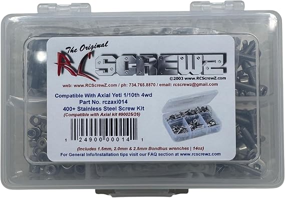 Axi014 - Compatible with Axial Racing Yeti 1/10th RTR Stainless Steel Screw Kit