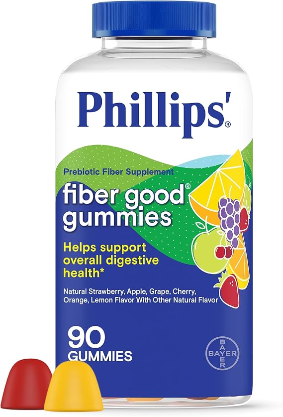 Phillips Fiber Good Gummies, Supplement with Inulin for Adults and Children, Fruit Flavored Daily Gummies, 4g of Prebiotic Fiber Per Serving , 90 Count