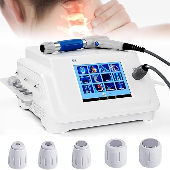 Extracorporeal Shockwave Therapy Machine,Portable Multifunctional Shock Wave Massager with 5 Massage Heads,Bone Tissue Regeneration Shock Wave Therapy Machine