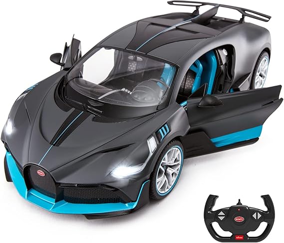 RASTAR 1/14 Bugatti Divo RC Model Car, Remote Control Car with LED Lights, Manually Openable Doors, 33*15.7*8.8 cm, Gray