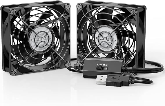 ELUTENG USB Fan 80mm 2 In 1 Computer Fan 5V Mini Desk Fan 2700RPM 32CFM Dual USB PC Fans Cooling Radiator with Black Metal Grill Double Fans For Home Office Bedroom Library | 2700RPM 32CFM Dual USB PC Fans Cooling Radiator with Black Metal Grill Double Fans For Home Office Bedroom Library
