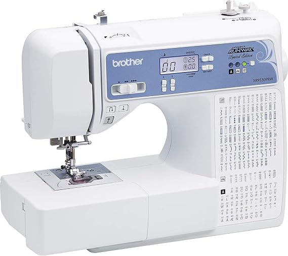 Brother XR9550PRW Sewing and Quilting Machine, Project Runway, 165 Built-in Stitches, LCD Display, Wide Table, 8 Included Feet